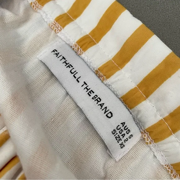 FAITHFUL THE BRAND | Gia Midi Dress | Yellow and White Stripe | Size 2 / XS - Picture 6 of 8